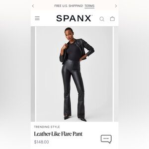Spanx Faux Leather Flare Pants. Black Size S.